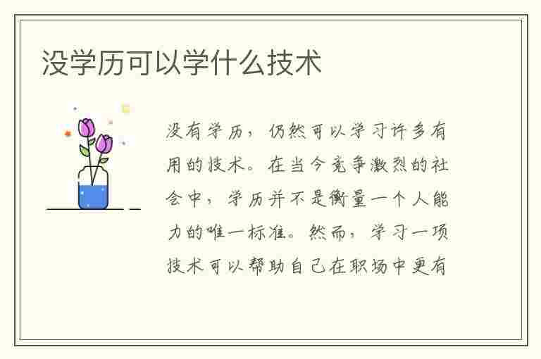 没学历可以学什么技术(男生没学历可以学什么技术)